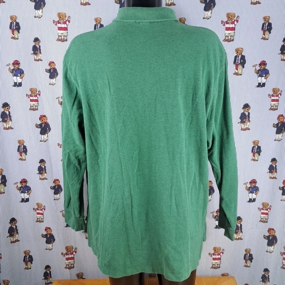 Vintage Y2K Polo Ralph Lauren 2X Big green w purple horseman casual preppy shirt